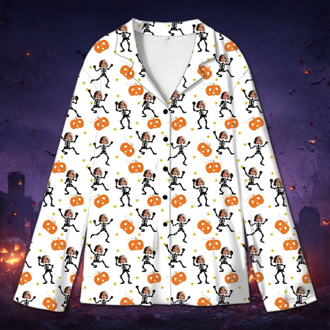 Custom Pumpkin Family Halloween Pajamas – Personalized Photo Fall Sleepwear