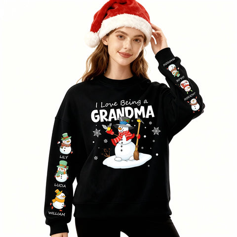 I Love Being a Grandma - Personalized Christmas T-shirts, sweatshirts, and hoodies with your grandchildren's names