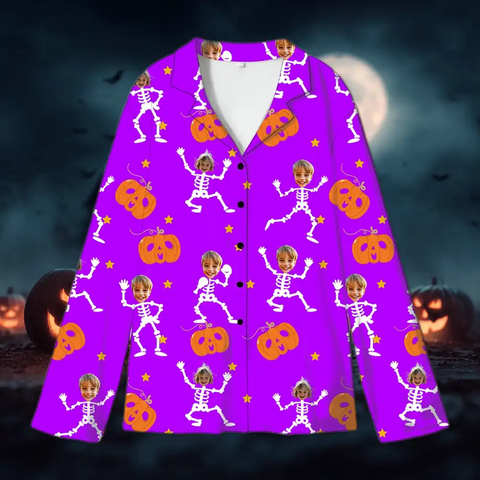 Boo Skeleton Family Pajamas – Personalized Halloween Pumpkin Sleepwear