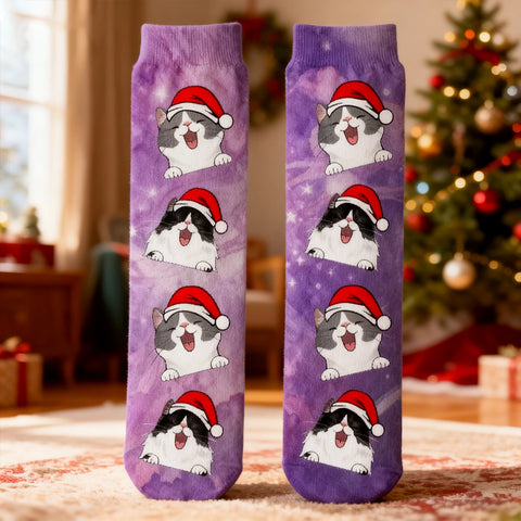 Custom pet-themed Christmas stockings – choose your cat breed and color