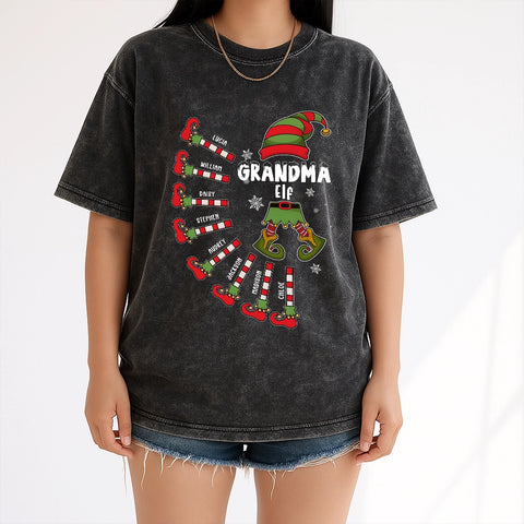 Personalize your Christmas Elf Vintage T-shirt - Select family members and edit their names