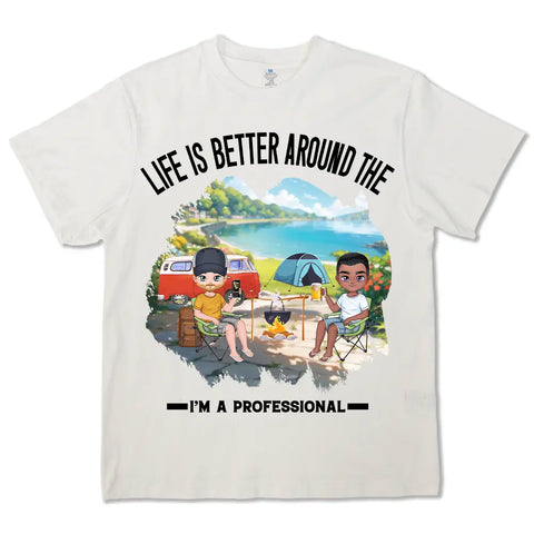 Camping avec des hommes, t-shirts en coton personnalisés, sweats à capuche, sweatshirts, cadeaux pour les amis