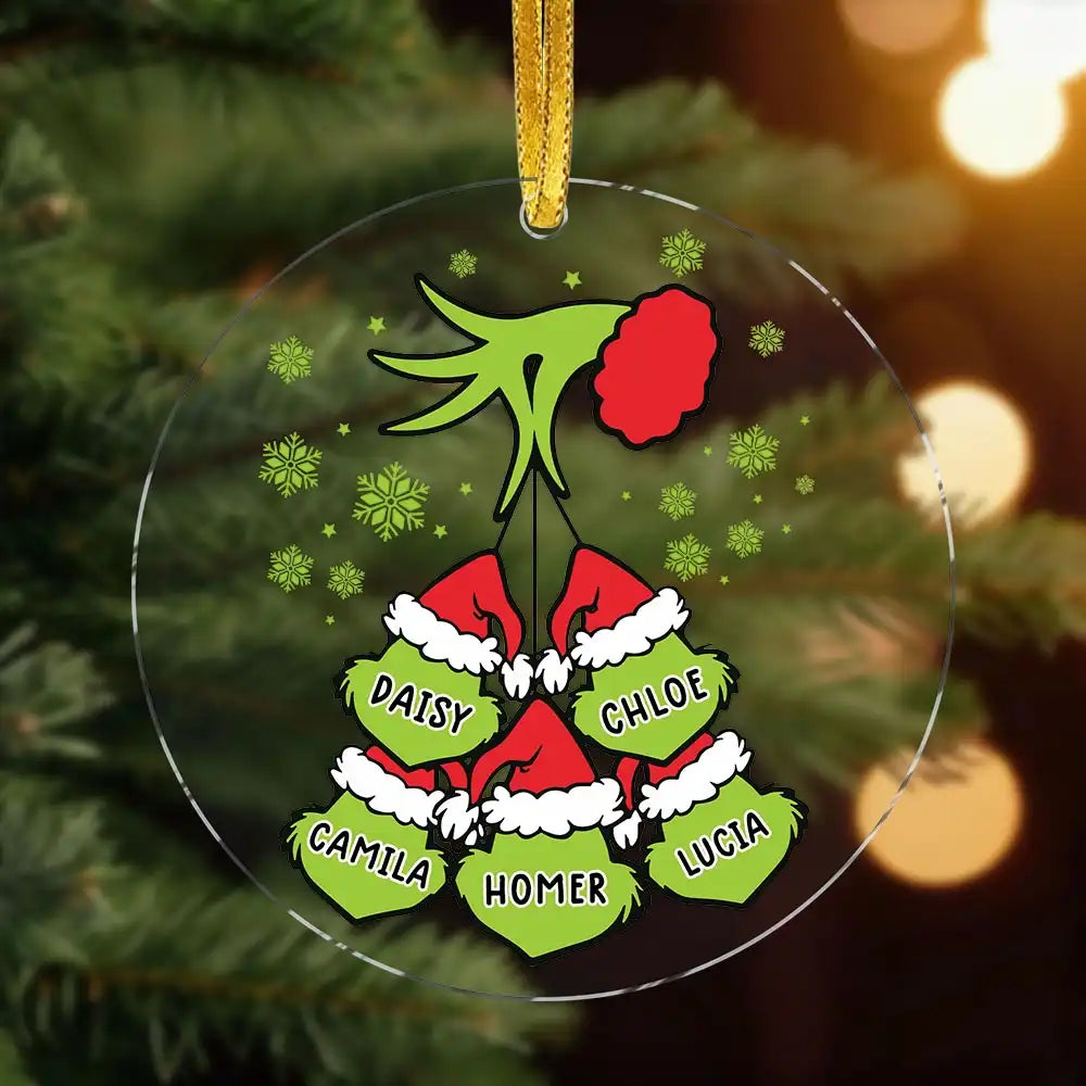 Personalized Grinch Family Name Acrylic Christmas Ornament