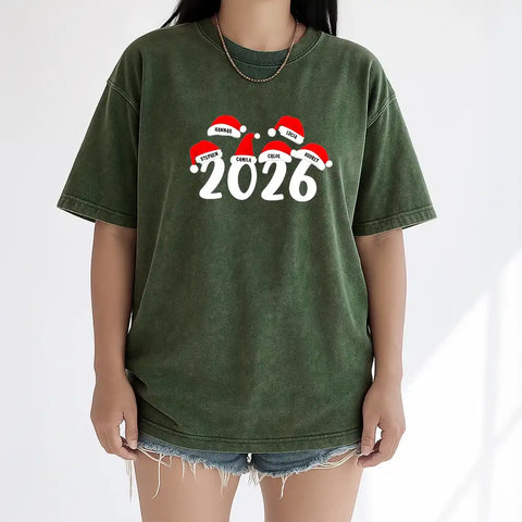 Personalized Family Christmas T-Shirt with Custom Names