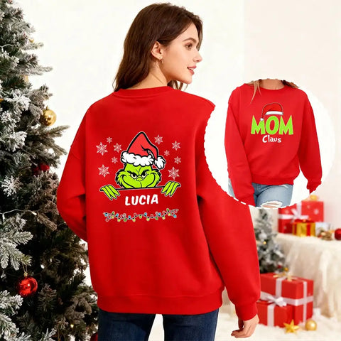 Personalized Grinch Mom Claus Christmas Sweatshirt-02