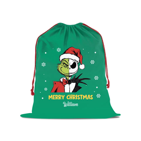 Personalised Christmas drawstring gift bag - customisable with name