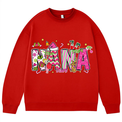 Custom Grinch Mom Christmas Sweatshirt with Kids’ Names – Double-Sided Design