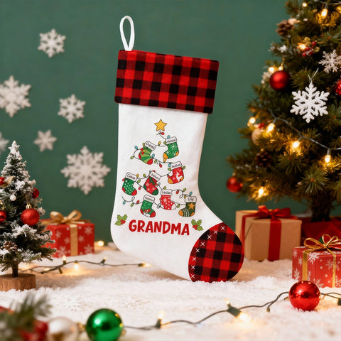 Personalised Pine Tree Socks for Grandma - A great family gift with your grandchild's name