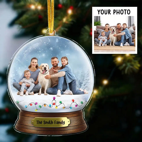 Personalized family photo snow globe acrylic decoration