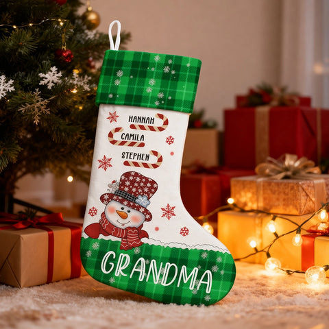 Snowman Nana Children's Candy Cane - Personalized Christmas Stockings, Christmas Gifts for Grandma, Mom and Family