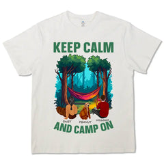 Mantén la calma y acampa: camisetas de algodón personalizadas, sudaderas, sudaderas con capucha, regalos para los amantes del camping 