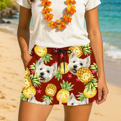 Pantalones cortos hawaianos con la cara de tu mascota: ¡listos para las vacaciones!