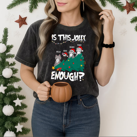 "Is This Jolly Enough?" - Personalized cute cat Christmas vintage shirt