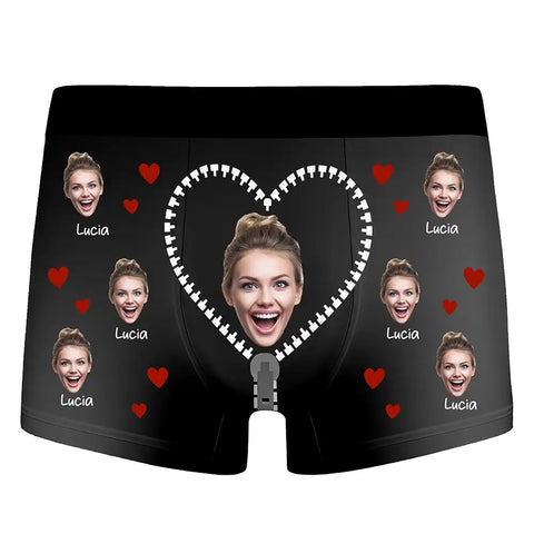 Personalized men's boxer briefs with photo and face prints - Valentine's Day gift