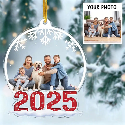 Personalized Christmas gift family snowball photo acrylic decoration