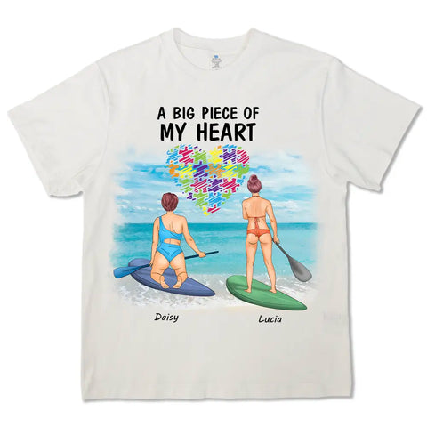 Surfer avec sa meilleure sœur, T-shirt personnalisé en coton premium, sweat à capuche, sweat-shirt - Cadeau pour amis