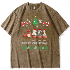 Custom Retro Christmas Cat T-Shirt – Choose Breed & Name
