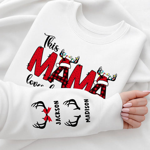 This Mom Loves Her Reindeers -Custom Christmas Sweatshirt with Kids' Names