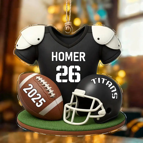 Personalized American Football Acrylic Ornament with Custom Name and Number