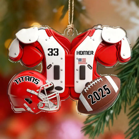 Custom Name Football American Christmas Personalized Acrylic Ornament