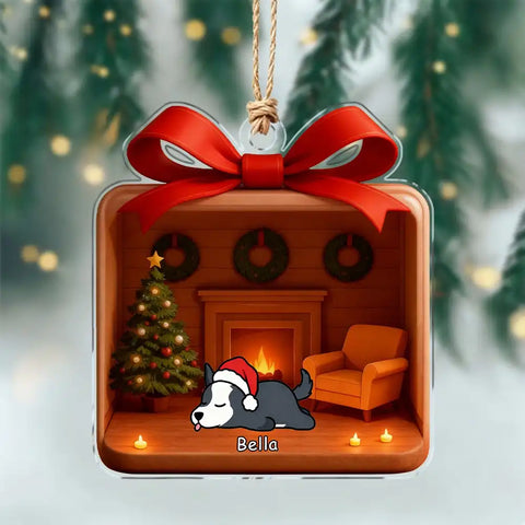 Personalized acrylic pendant Christmas dog scene decoration