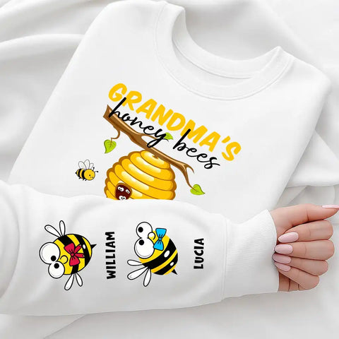 Personalized Grandma’s Honey Bees Sweatshirt with Names on Sleeves