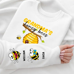 Personalized Grandma’s Honey Bees Sweatshirt with Names on Sleeves