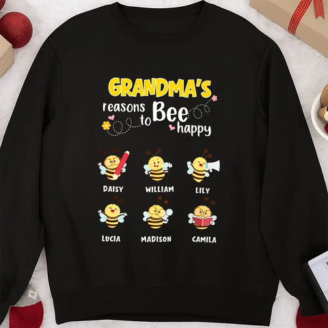 Personalized Grandma’s Reasons To Bee Happy Sweatshirt – Choose Bees & Names