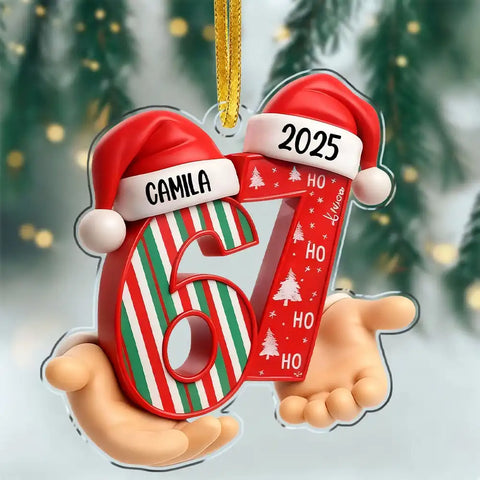 Custom Name and Year 67 Acrylic Ornament Funny Six Seven Christmas Gift