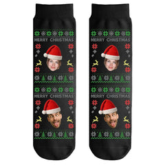 Custom Christmas stockings for men and women - personalized with photos and Santa hats