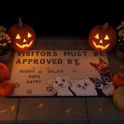 Personalized Halloween Dog Welcome Mat – Little Monsters Guard This Home