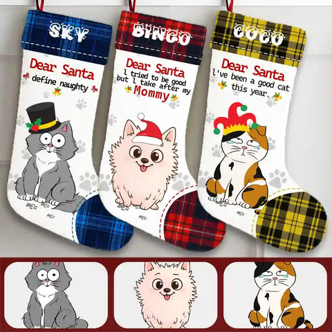 Custom Dog & Cat Christmas Stocking – Personalized with Pet Photo & Name, Festive Holiday Gift