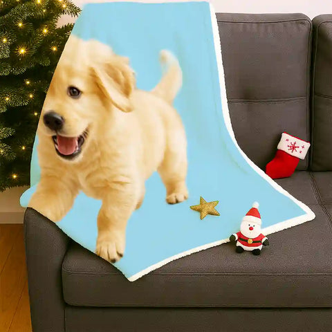 Custom Pet Photo Blanket – Personalized Flannel Throw with Dog’s Name, Perfect Gift for Pet Lovers