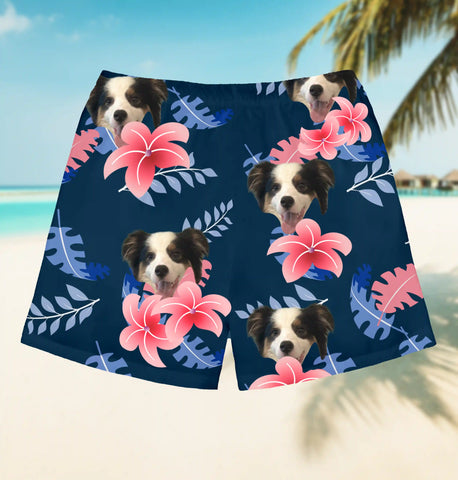 Personalized Pet Face Beach Shorts – Design Your Own Custom Swim Trunks