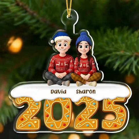 Personalized Acrylic Christmas Ornament – Custom Family & Pet Gift, Gingerbread-Themed Holiday Keepsake
