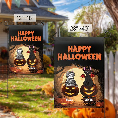 Custom Halloween Cat Flags – Personalized Pet Garden Flags for Outdoor and Home