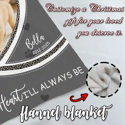 Custom Pet Memorial Blanket – Personalized Photo Heart Design, Forever in Your Heart Gift