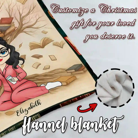 Personalized Book Lover Blanket – Custom Name Cozy Flannel Reading Throw