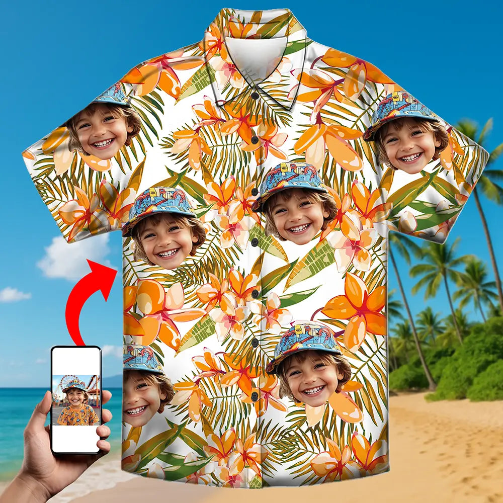 Camisa hawaiana con cara personalizada: tu cara, estilo tropical 