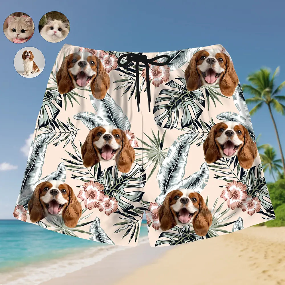 Shorts hawaianos con cara divertida: regalo tropical personalizado para la playa 