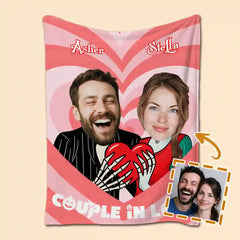 Halloween Couple Skeleton Photo Blanket – Personalized with Names