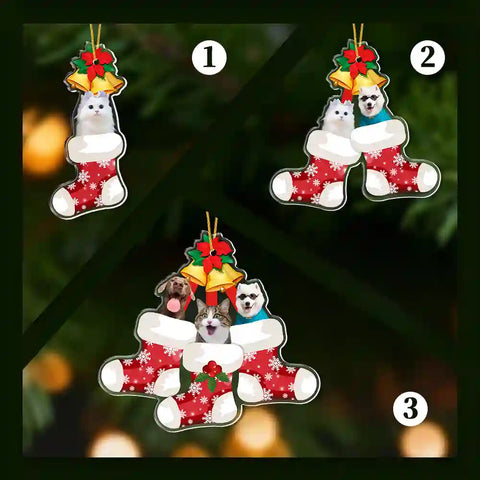 Custom Pet Photo Christmas Acrylic Ornament – Celebrate the Holidays with Your Pets
