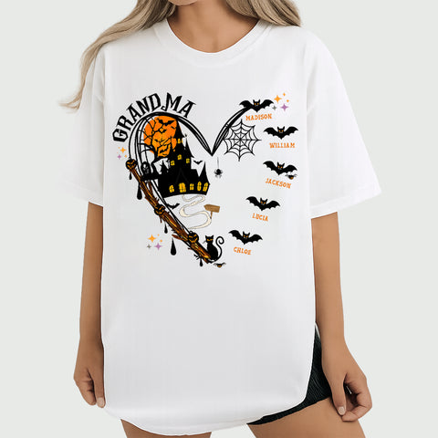 Personalized Halloween grandma and grandchildren name family T-Shirts, Sweatshirts & Hoodies, gift for grandma