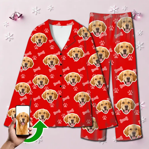 Custom Pet Face Christmas Pajamas – Personalized Family Matching Set