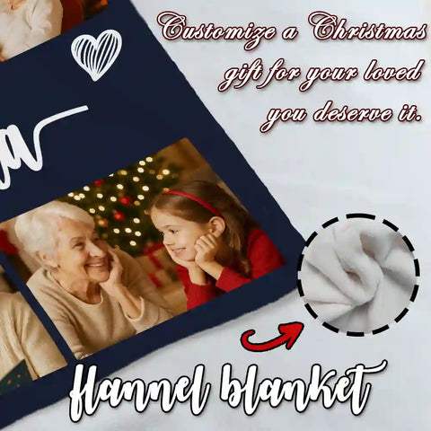 Custom Christmas Blanket – Personalized Photo Collage Throw Gift for Grandma，Mom