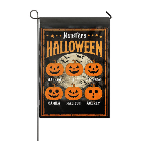 Custom Halloween Family Flags – Garden Flags with Grandchildren's Names