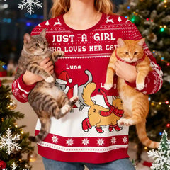INK POD | Personalized Cat Christmas Sweater – Custom Photo & Name | Gift for Cat Moms