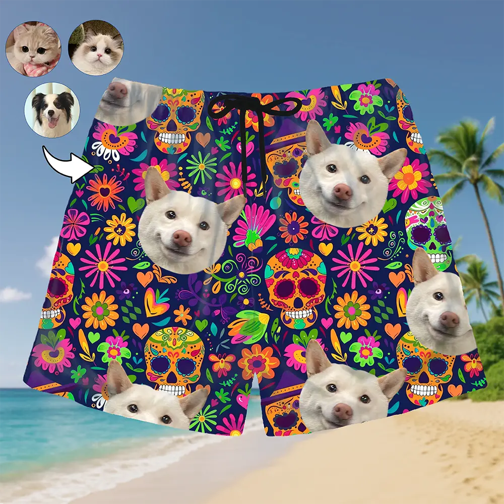 Pantalones cortos hawaianos con cara personalizada: personalizados para la diversión del verano