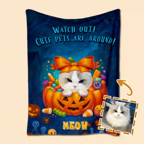 Custom Cat Castle Photo Blanket – Personalized With Your Portrait & Feline Charm