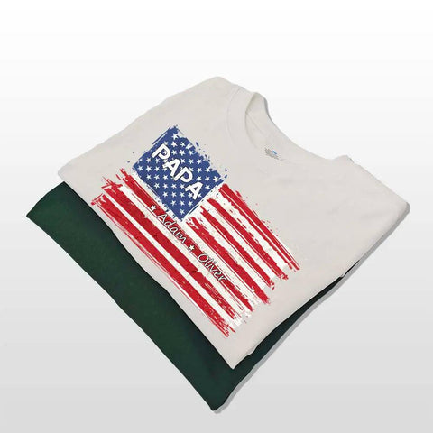 Fier d'être américain - T-shirt unisexe personnalisé pour la famille, t-shirt premium, sweat-shirt, sweat à capuche - Cadeau pour papa, grand-père 